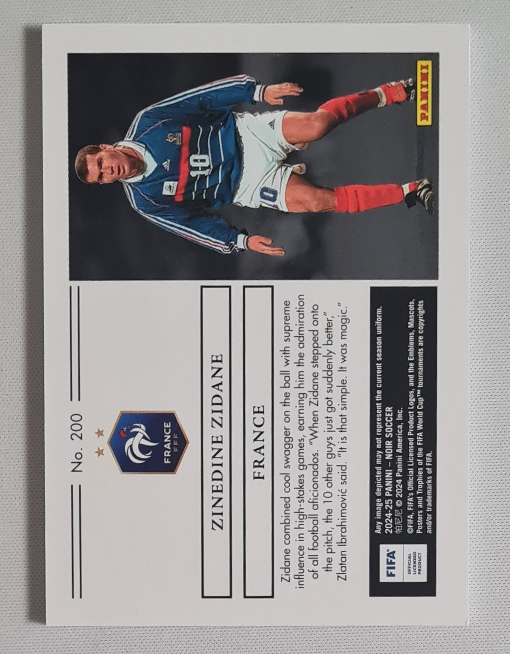 Zinedine Zidane - 2024/25 Panini Noir Soccer National Team France #200 /49