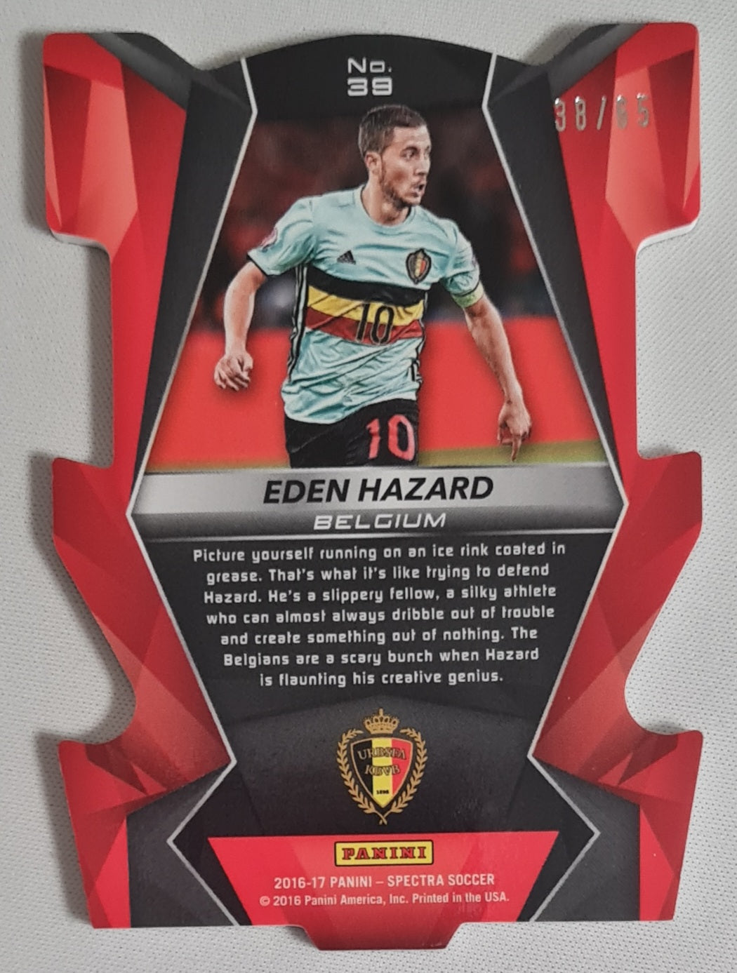 Eden Hazard - 2016/17 Panini Spectra Soccer National Team Belgium #39 Die Cut /65