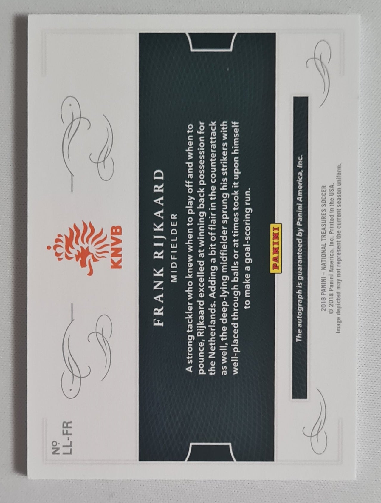 Frank Rijkaard - 2018 Panini National Treasures Soccer Ntionbal Team Netherlands KNVB #LL-FR /49 /Autograph