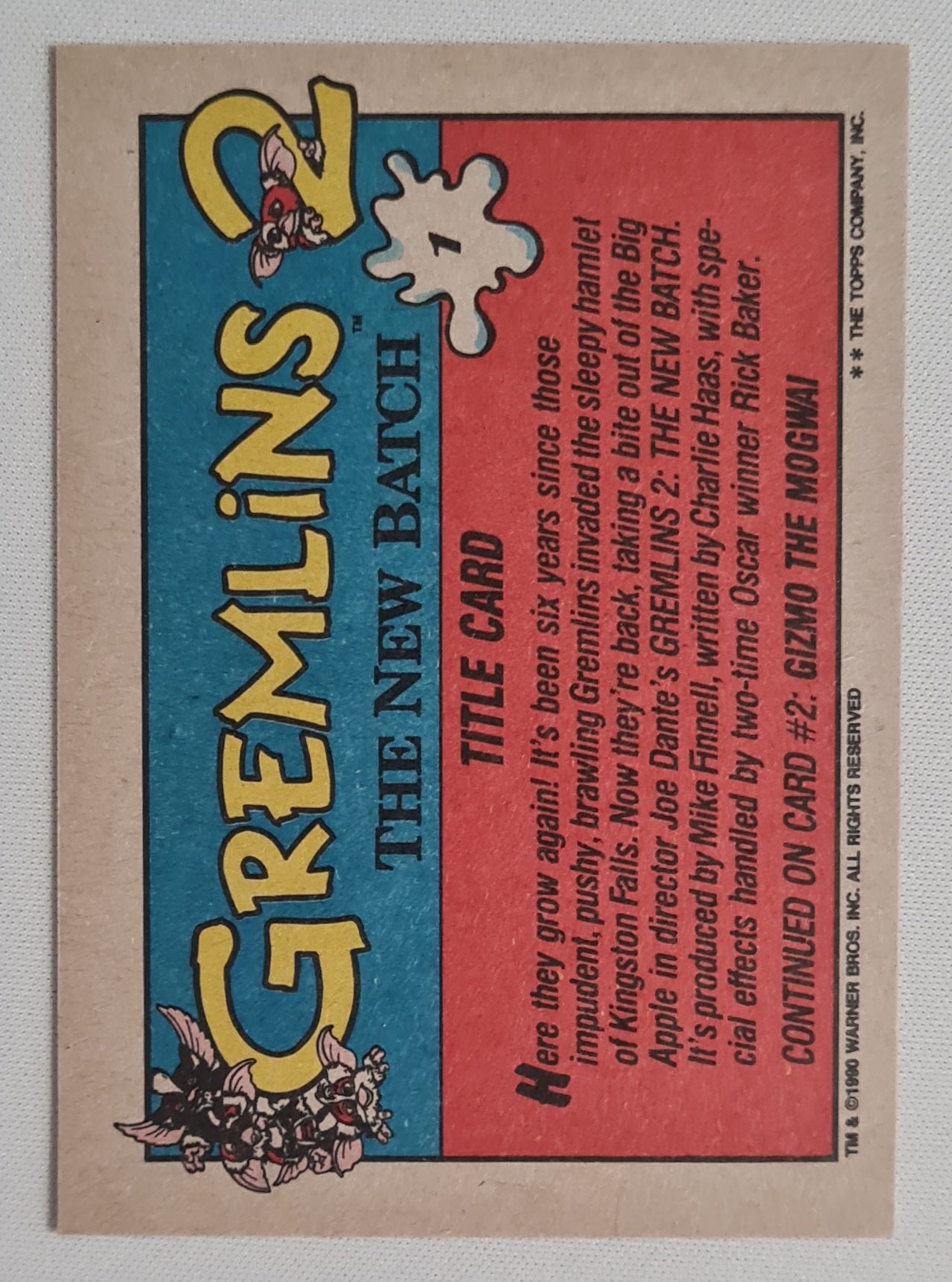 Gremlins 2 - 1990 Topps Warner Bros.  Gremlins The New Batch #1