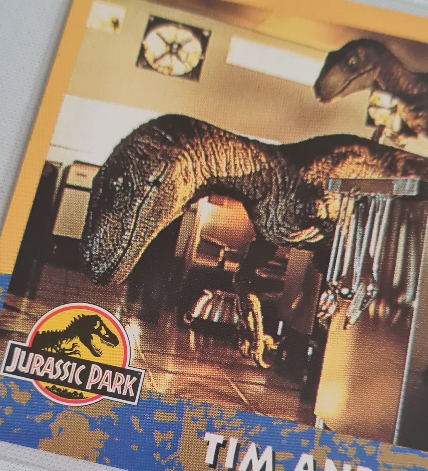 Jurassic Park - 1993 Topps Universal City Studios -Tim and the Paptors - #58
