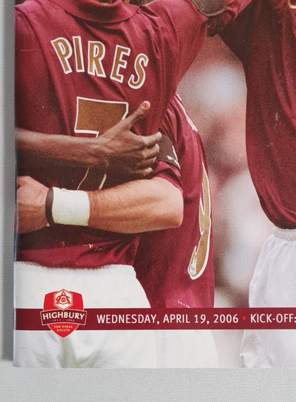 Arsenal Program - 2006 Official Programme Wednesday, April 19 Champions League vs Villarreal