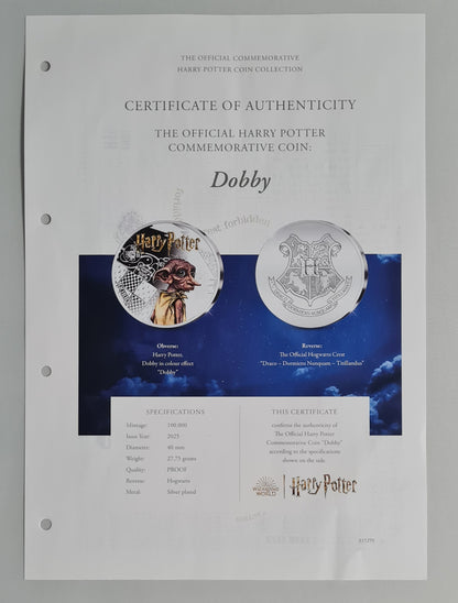 Dobby - Harry Potter Commemorative Coin featuring Dobby with Certificate of Authenticity