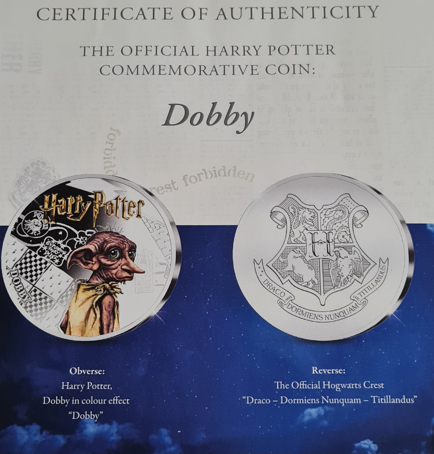 Dobby - Harry Potter Commemorative Coin featuring Dobby with Certificate of Authenticity
