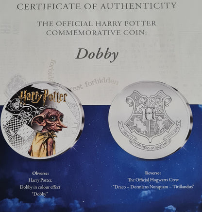 Dobby - Harry Potter Commemorative Coin featuring Dobby with Certificate of Authenticity