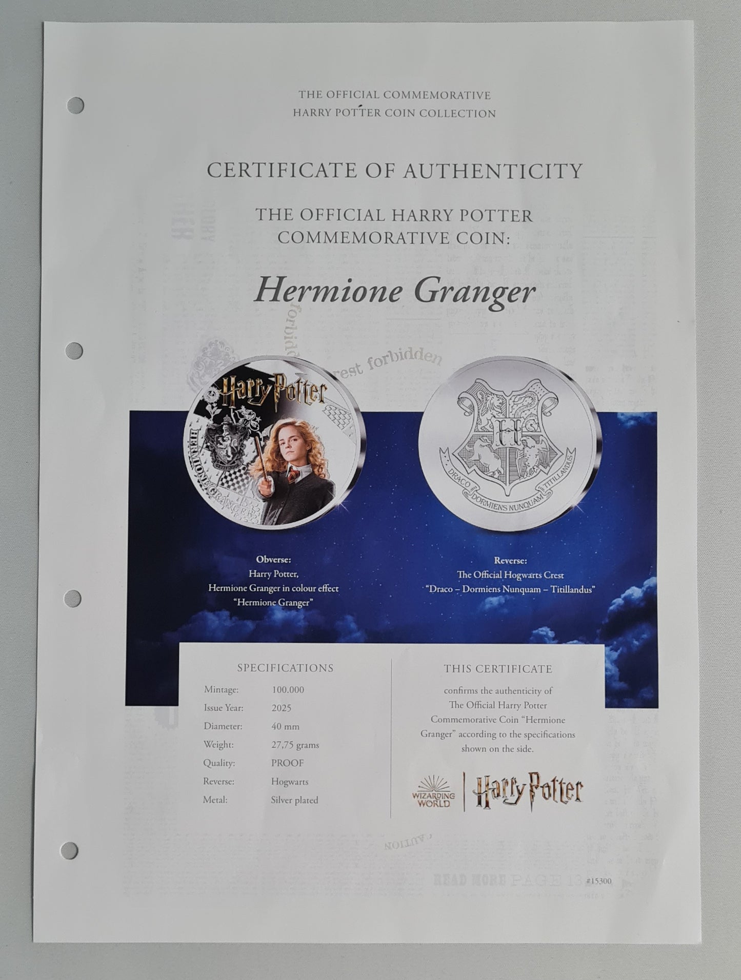 Hermione Granger - Harry Potter Commemorative Coin featuring Dobby with Certificate of Authenticity