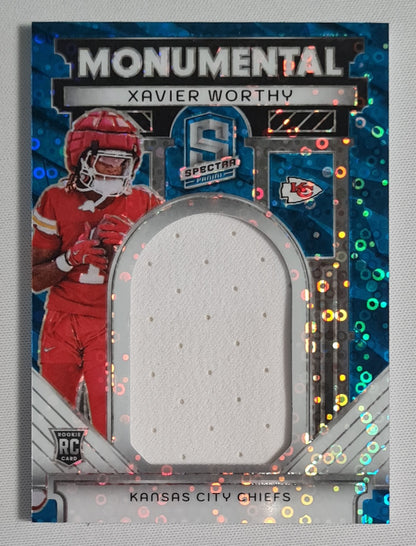 Xavier Worthy - 2024 Panini Spectra Football NFL Kansas City Chiefs Monumental (RC) #MM-XWY Prizm Blue Disco / Patch /50
