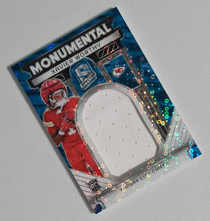 Xavier Worthy - 2024 Panini Spectra Football NFL Kansas City Chiefs Monumental (RC) #MM-XWY Prizm Blue Disco / Patch /50