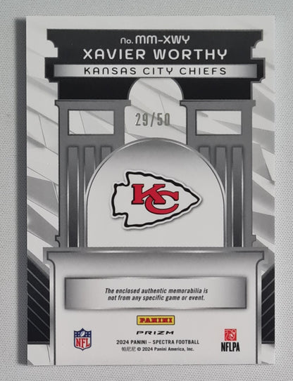 Xavier Worthy - 2024 Panini Spectra Football NFL Kansas City Chiefs Monumental (RC) #MM-XWY Prizm Blue Disco / Patch /50