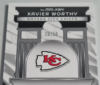 Xavier Worthy - 2024 Panini Spectra Football NFL Kansas City Chiefs Monumental (RC) #MM-XWY Prizm Blue Disco / Patch /50