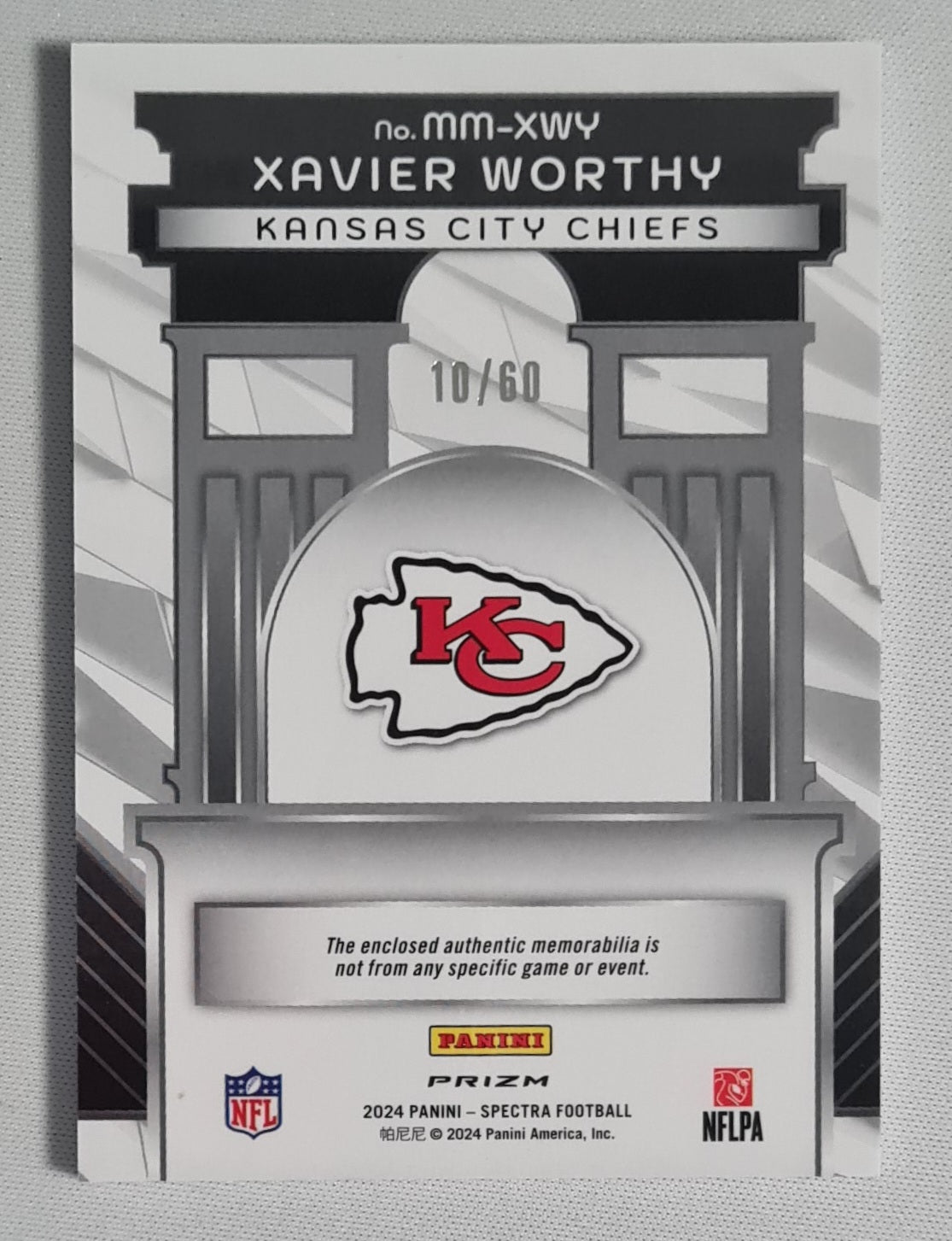 Xavier Worthy - 2024 Panini Spectra Football NFL Kansas City Chiefs Monumental (RC) #MM-XWY / Patch /60
