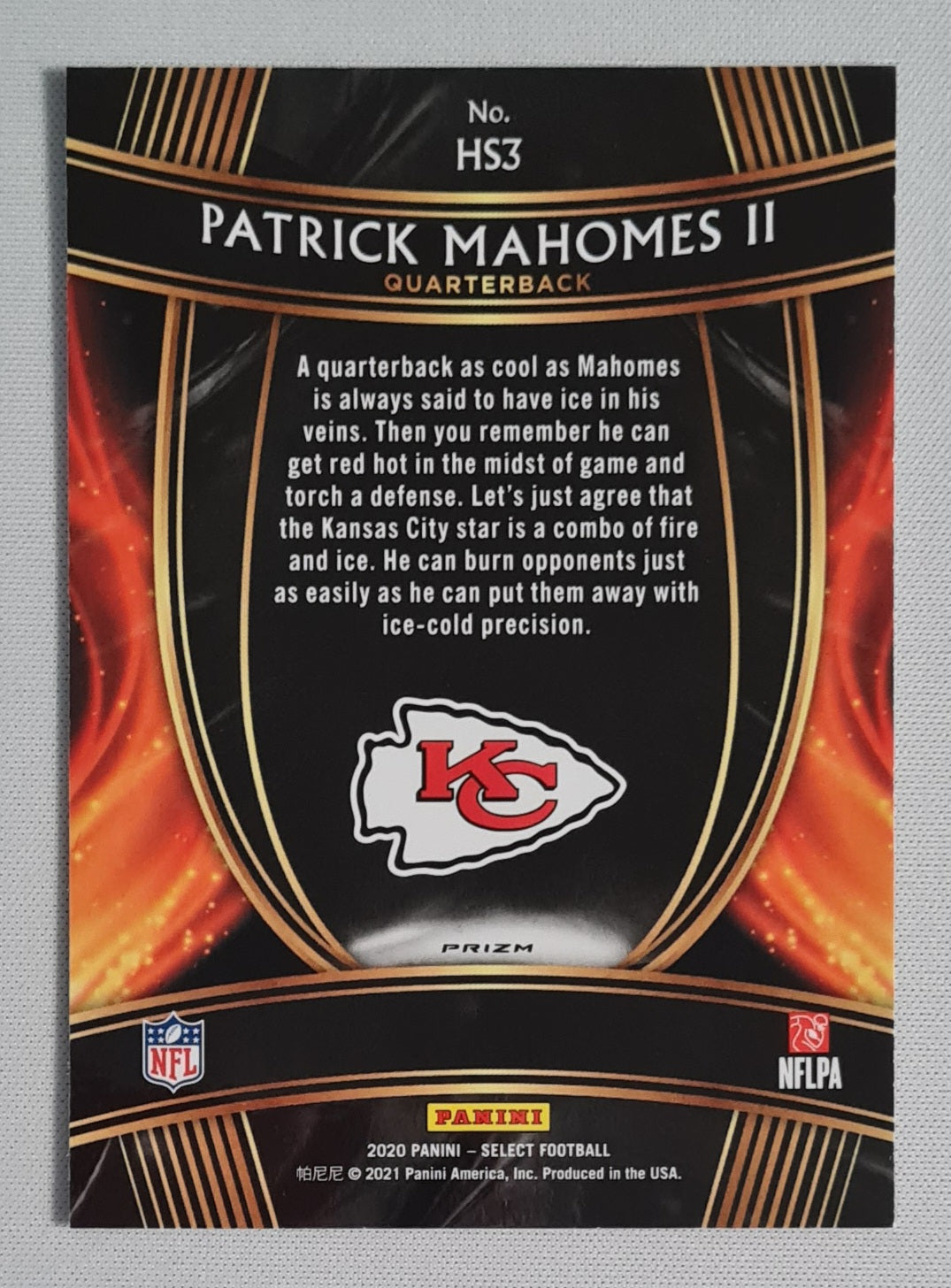 Patrick Mahomes II - 2020 Panini Select Football NFL Kansas City Chiefs HOT STARS #HS3 Prizm Refractor