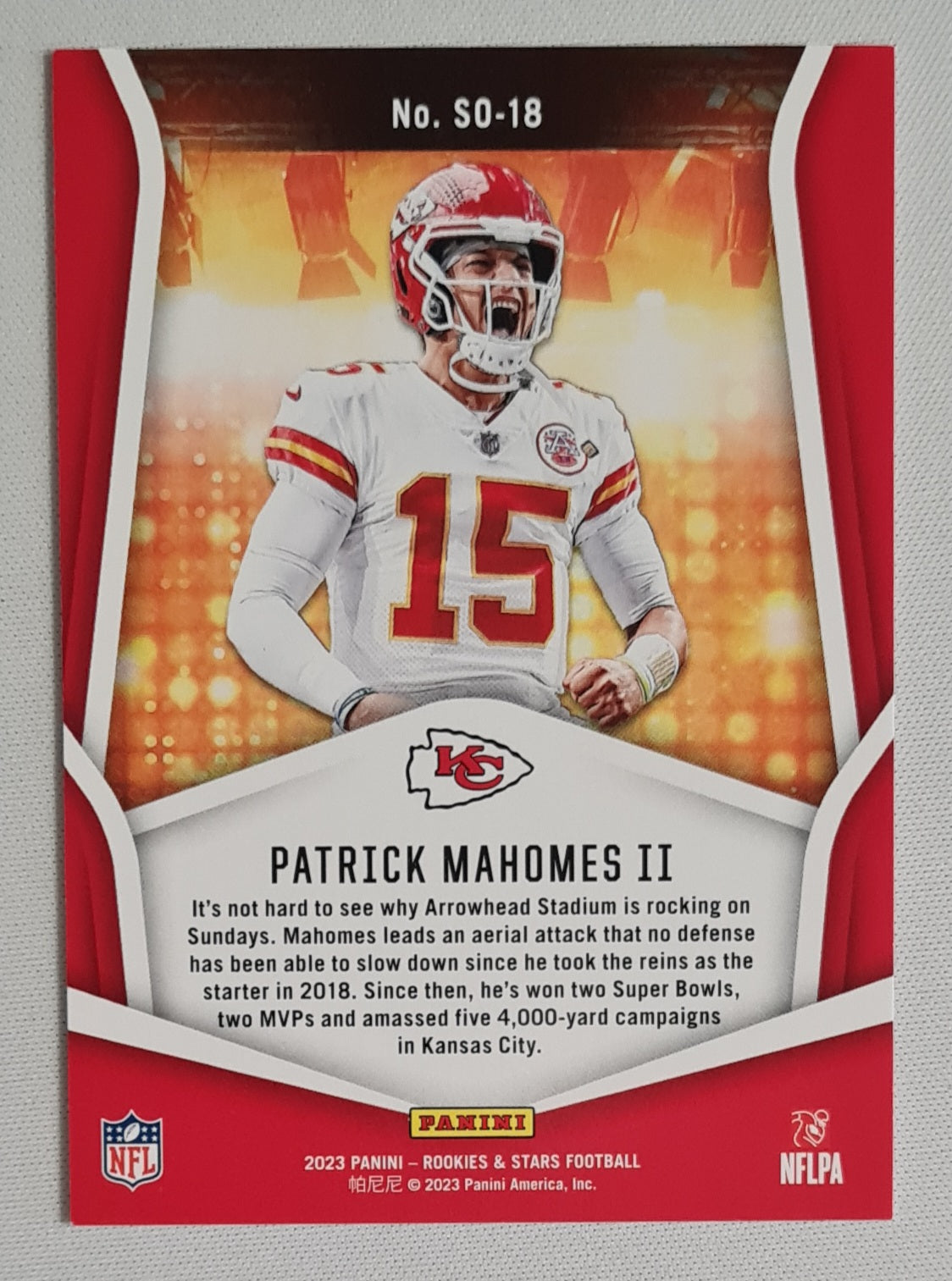 Patrick Mahomes II - 2023 Panini Pookies & Stars Football STANDING OVATION NFL Kansas City Chiefs #SO-18
