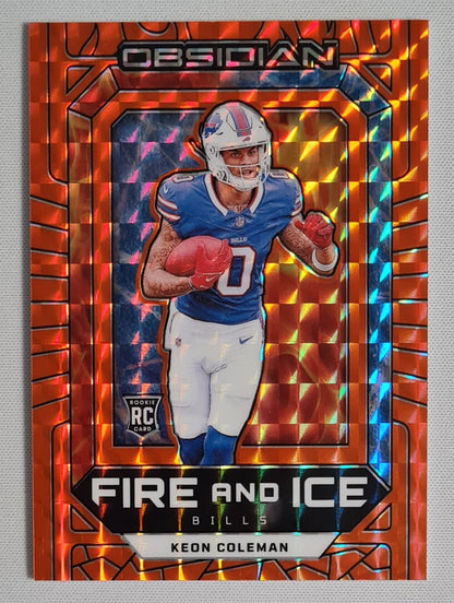 Keon Coleman - 2024 Panini Obsidian Football FIRE AND ICE - NFL Buffalo Bills (RC) #3 Orange Mosaic Rookie