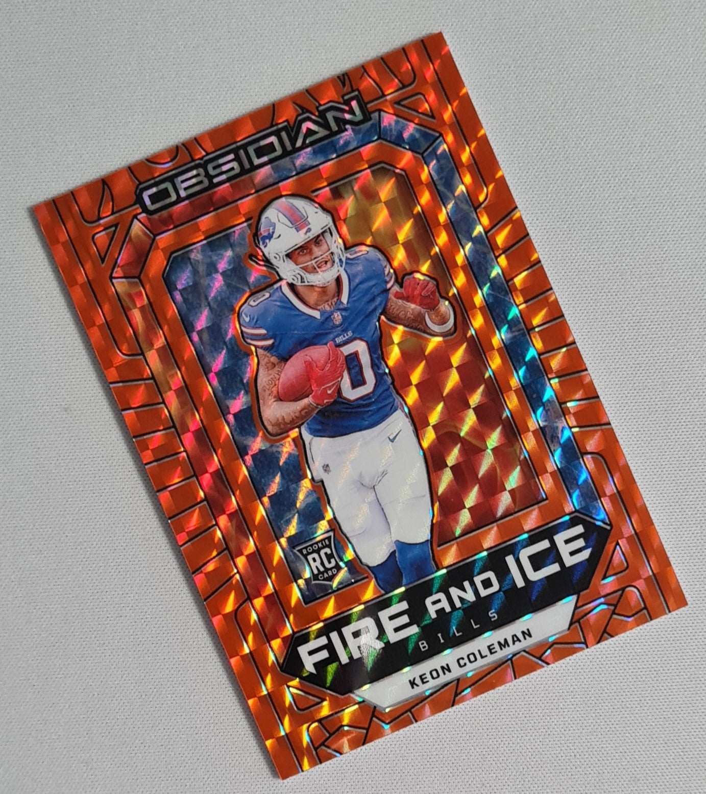 Keon Coleman - 2024 Panini Obsidian Football FIRE AND ICE - NFL Buffalo Bills (RC) #3 Orange Mosaic Rookie