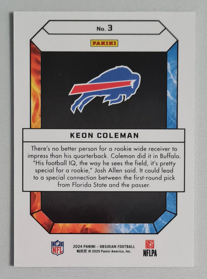 Keon Coleman - 2024 Panini Obsidian Football FIRE AND ICE - NFL Buffalo Bills (RC) #3 Orange Mosaic Rookie
