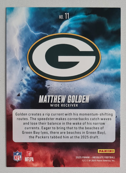 Matthew Golden - 2025 Panini Absolute Football NFL Greenbay Packers - By Storm - (RC) #11 /75