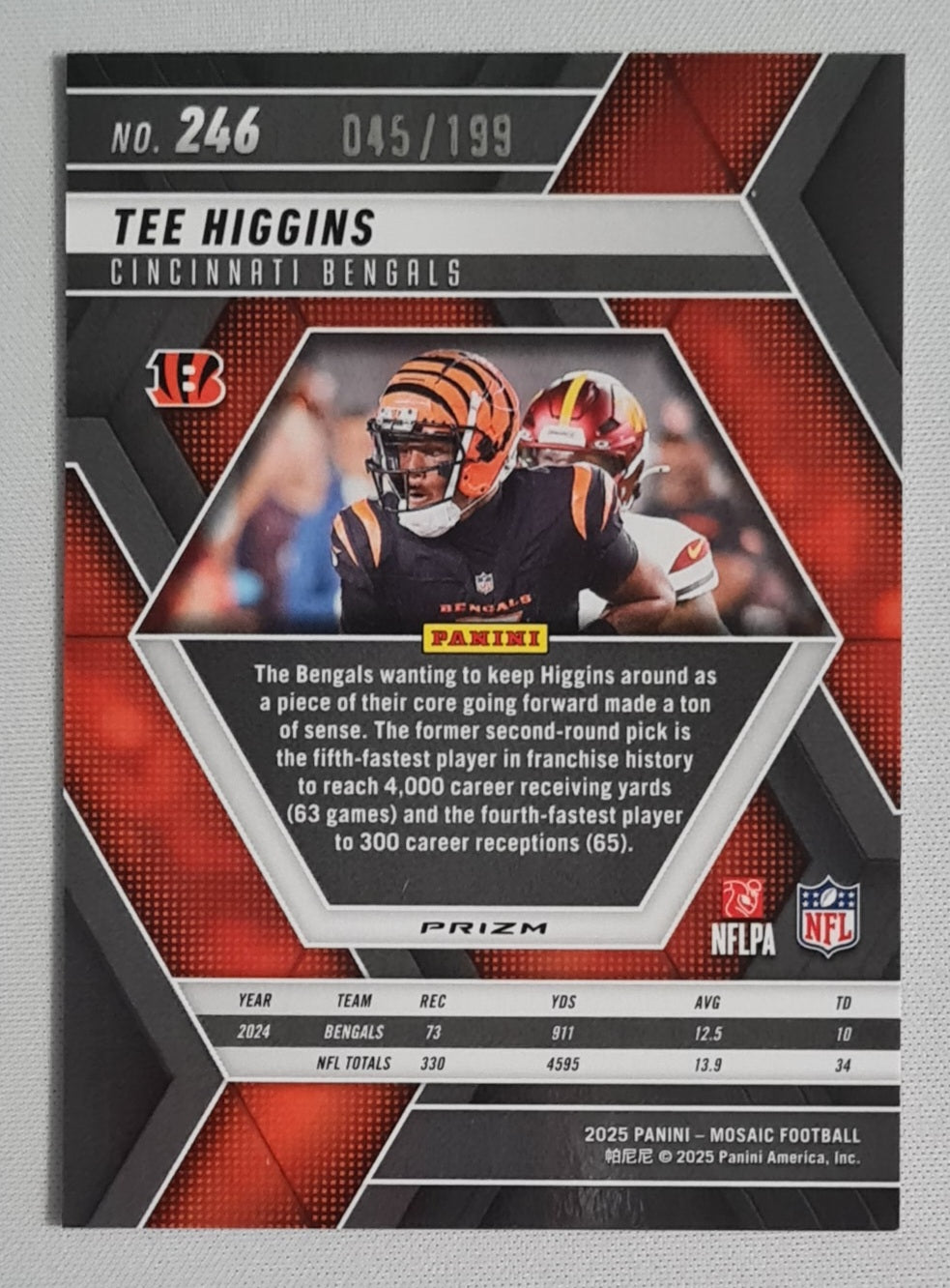 Tee Higgins - 2025 Panini Mosaic Football NFL Cincinnati Bengals #246 Orange Mosaic /199