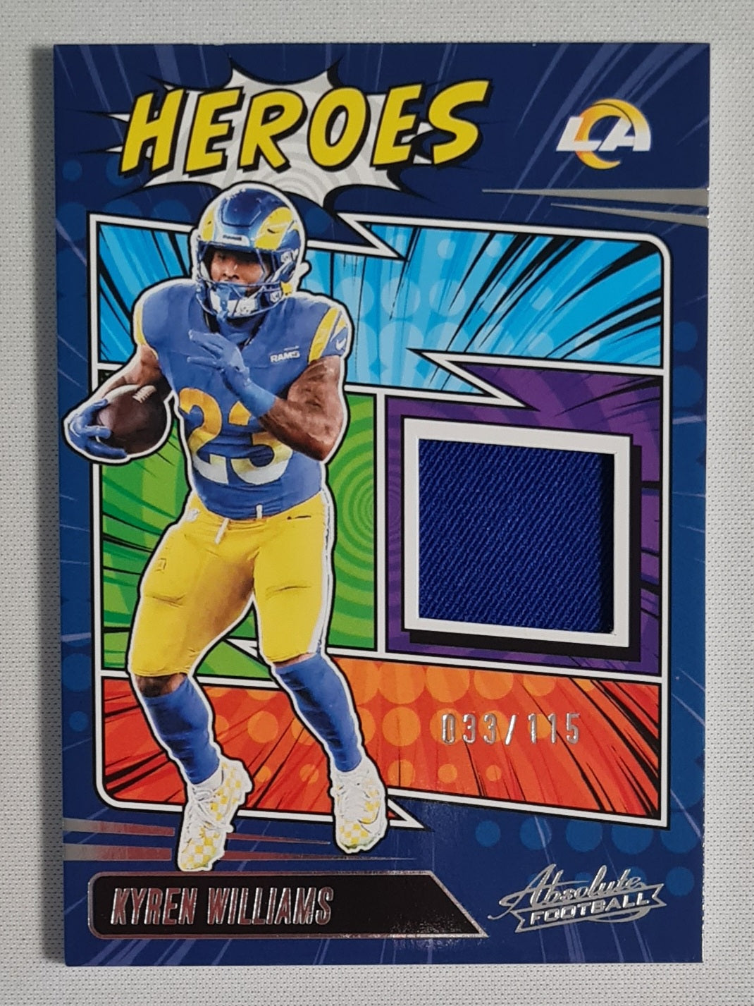 Kyren Williams - 2025 Panini Absolute Football NFL LA Rams HEROES #AHM-KWS /Patch /115