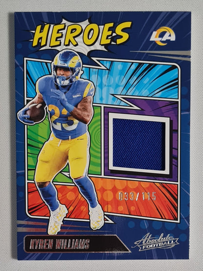 Kyren Williams - 2025 Panini Absolute Football NFL LA Rams HEROES #AHM-KWS /Patch /115
