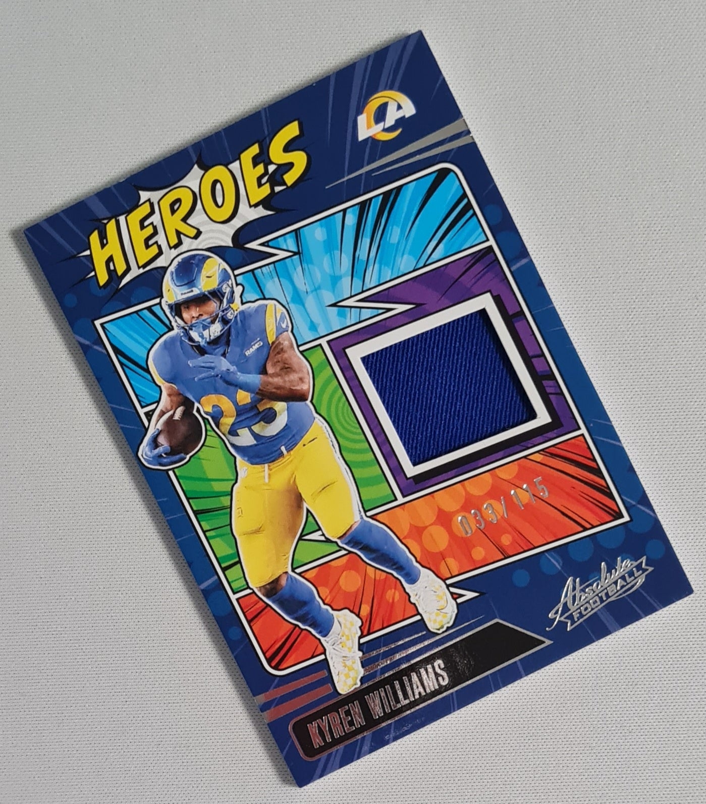 Kyren Williams - 2025 Panini Absolute Football NFL LA Rams HEROES #AHM-KWS /Patch /115
