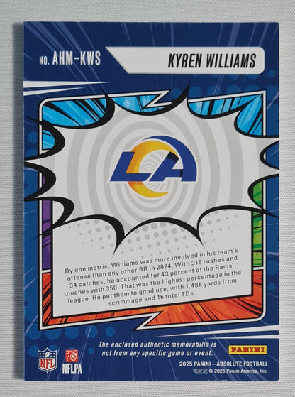 Kyren Williams - 2025 Panini Absolute Football NFL LA Rams HEROES #AHM-KWS /Patch /115