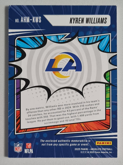 Kyren Williams - 2025 Panini Absolute Football NFL LA Rams HEROES #AHM-KWS /Patch /115