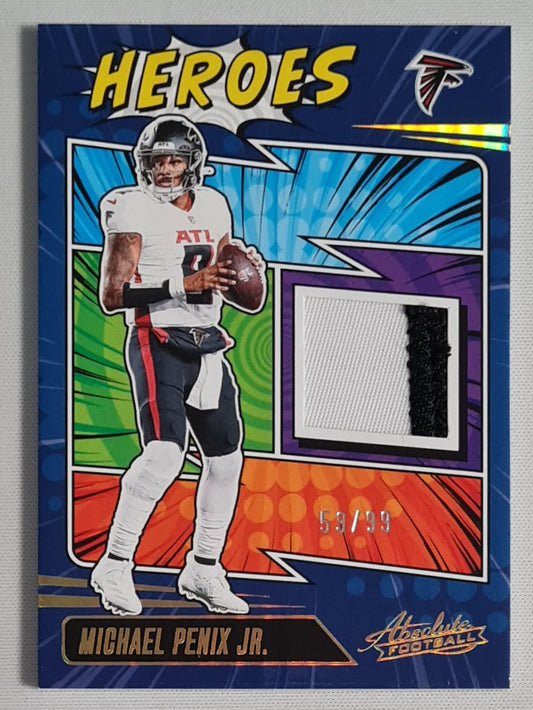 Michael Penix Jr. - 2025 Panini Absolute Football NFL Atlanta Falcons HEROES #AHM-MPX /Patch /99