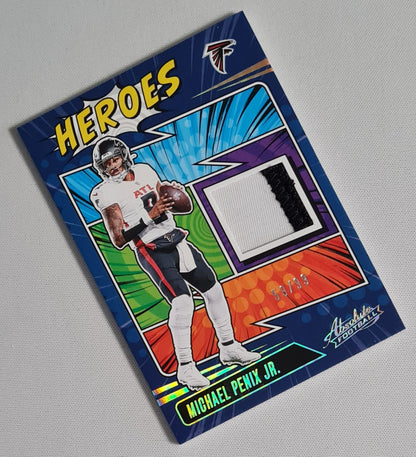 Michael Penix Jr. - 2025 Panini Absolute Football NFL Atlanta Falcons HEROES #AHM-MPX /Patch /99