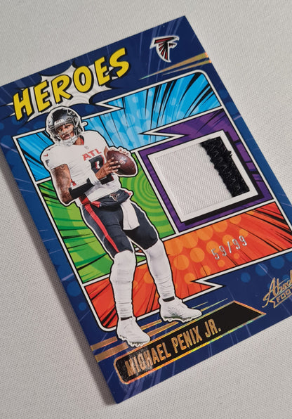 Michael Penix Jr. - 2025 Panini Absolute Football NFL Atlanta Falcons HEROES #AHM-MPX /Patch /99