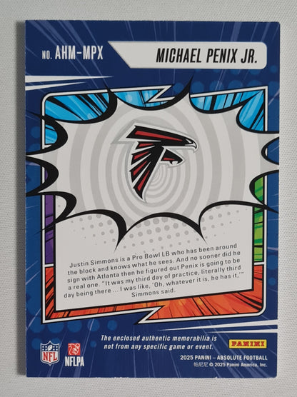 Michael Penix Jr. - 2025 Panini Absolute Football NFL Atlanta Falcons HEROES #AHM-MPX /Patch /99