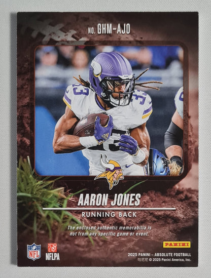 Aaron Jones - 2025 Panini Absolute Football NFL Vikings GROUND HOGGS #GHM-AJO /Relic Memrobilia /99