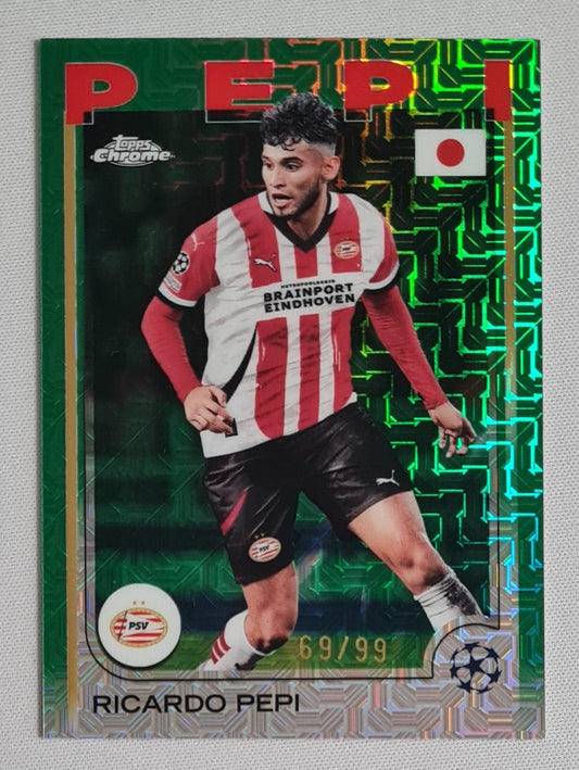 Ricardo Pepi - 2025 Topps Chrome PSV Eindhoven (CL) #63 /99 Green Mojo