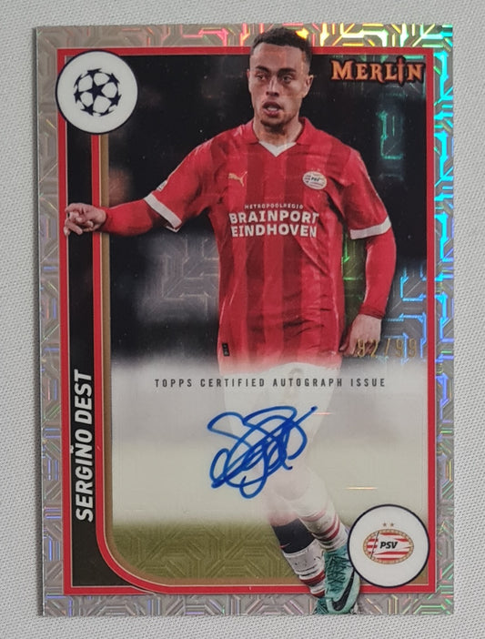 Sergino Dest - 2024 Topps Merlin Collections PSV Eindhoven #AU-SD /99 / Autograph
