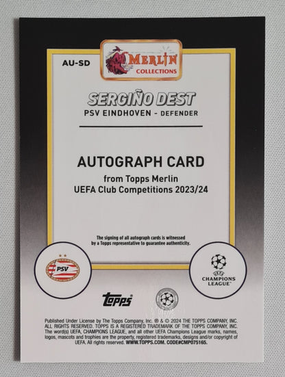 Sergino Dest - 2024 Topps Merlin Collections PSV Eindhoven #AU-SD /99 / Autograph