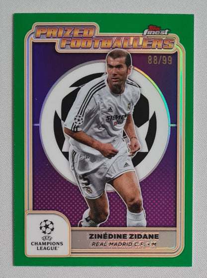 Zinedine Zidane - 2025 Topps Prized Footballers Real Madrid C.F. (CL) #PF-6 /99 Green Refractor