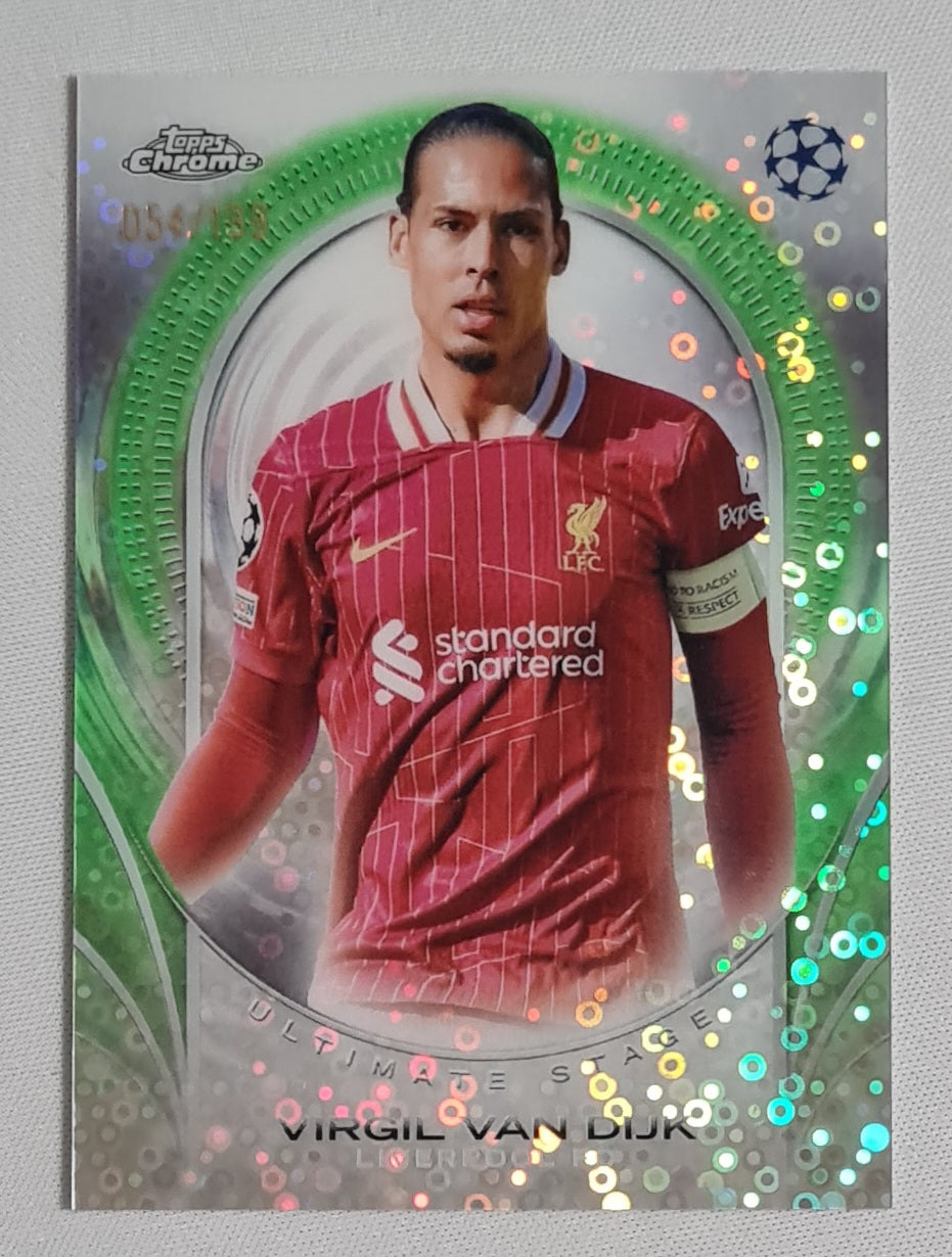 Virgil van Dijk - 2025 Topps Chrome Ultimate Stage Chrome Card Liverpool FC #USC-50 /199 Disco Refractor