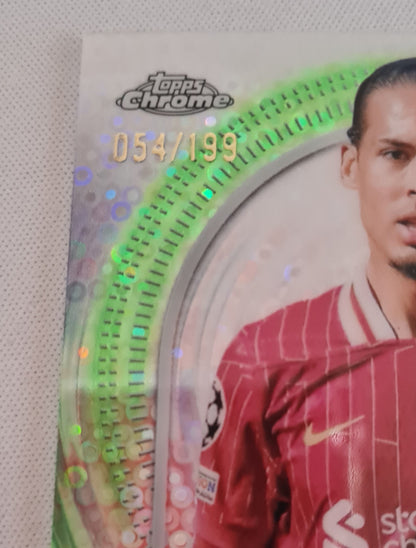Virgil van Dijk - 2025 Topps Chrome Ultimate Stage Chrome Card Liverpool FC #USC-50 /199 Disco Refractor