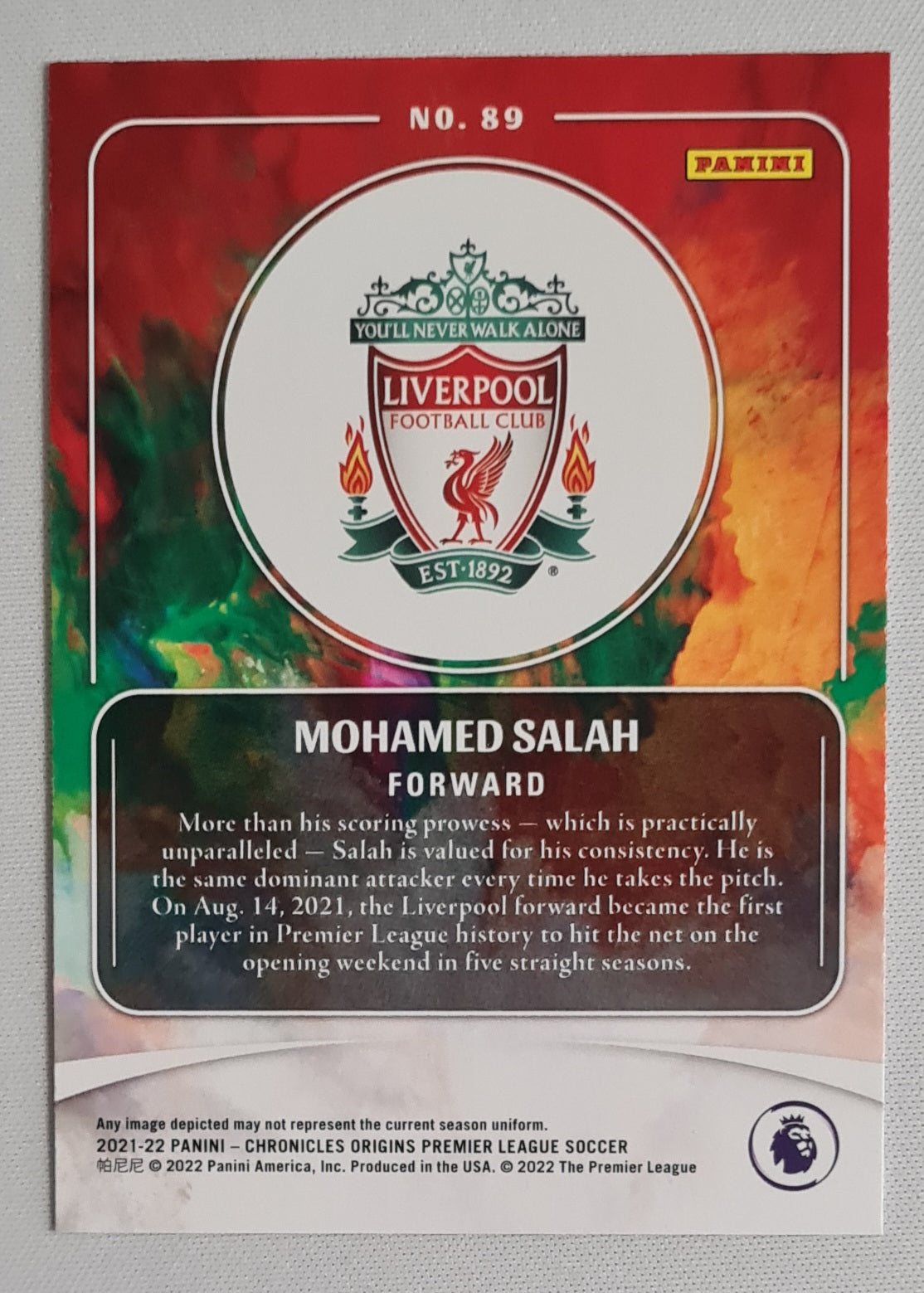 Mohamed Salah - 2021/22 Panini Chronicles Origins Premier League Liverpool FC #89