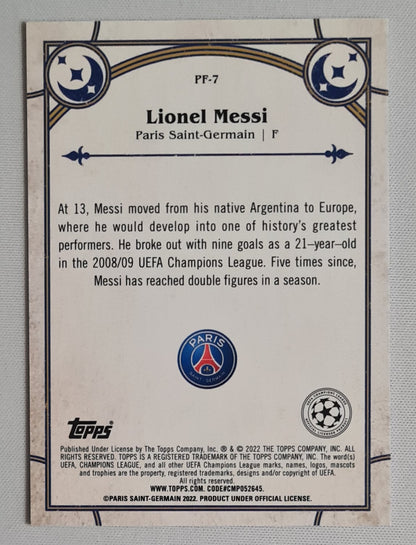 Lionel Messi - 2022 Topps Merlin Prophegy Fulfilled Paris Saint-Germain (CL) PF-7