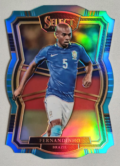 Fernandinho - 2017/18 Panini Select Soccer National Team Brasil #114 Die Cut Blue Refractor /249