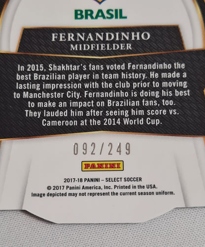 Fernandinho - 2017/18 Panini Select Soccer National Team Brasil #114 Die Cut Blue Refractor /249