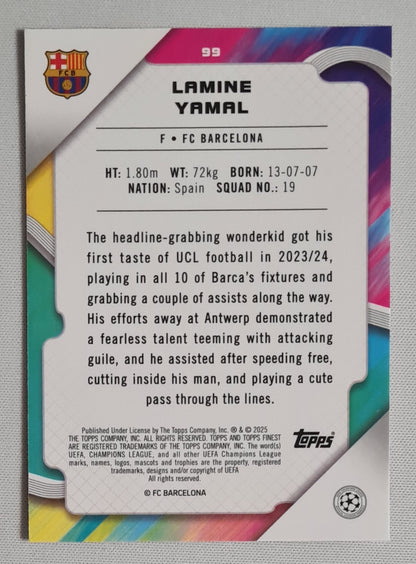 Lamine Yamal - 2025 Topps Finest FC Barcelona (CL) #99