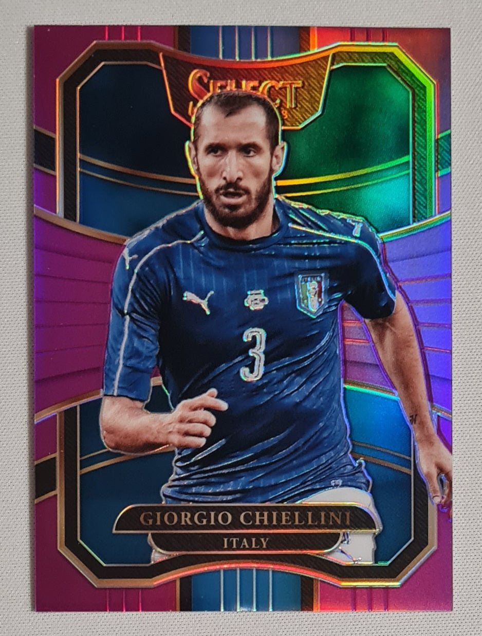 Giorgio Chiellini - 2017/18 Panini Select Soccer National Team Italy #90 Purple Prizm /125