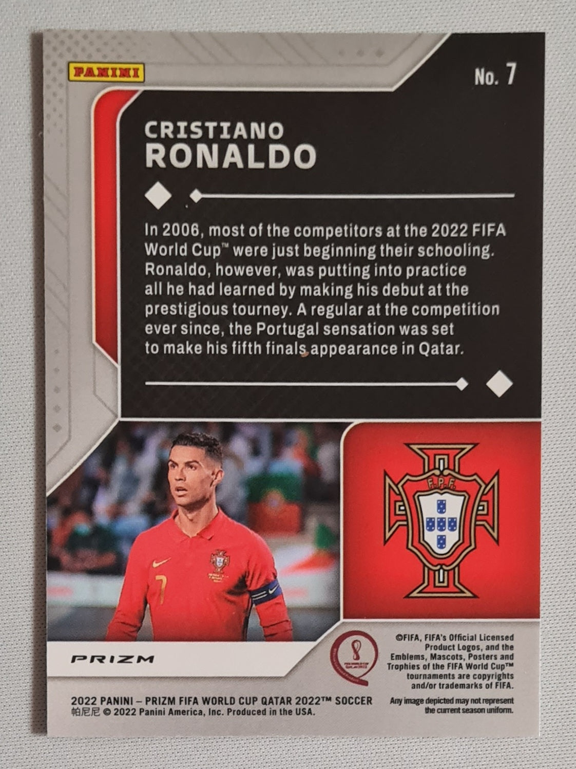 Cristiano Ronaldo - 2022 Panini Prizm FIFA World Cup Gatar 2022 Soccer - Scorers Club - #7 Refractor