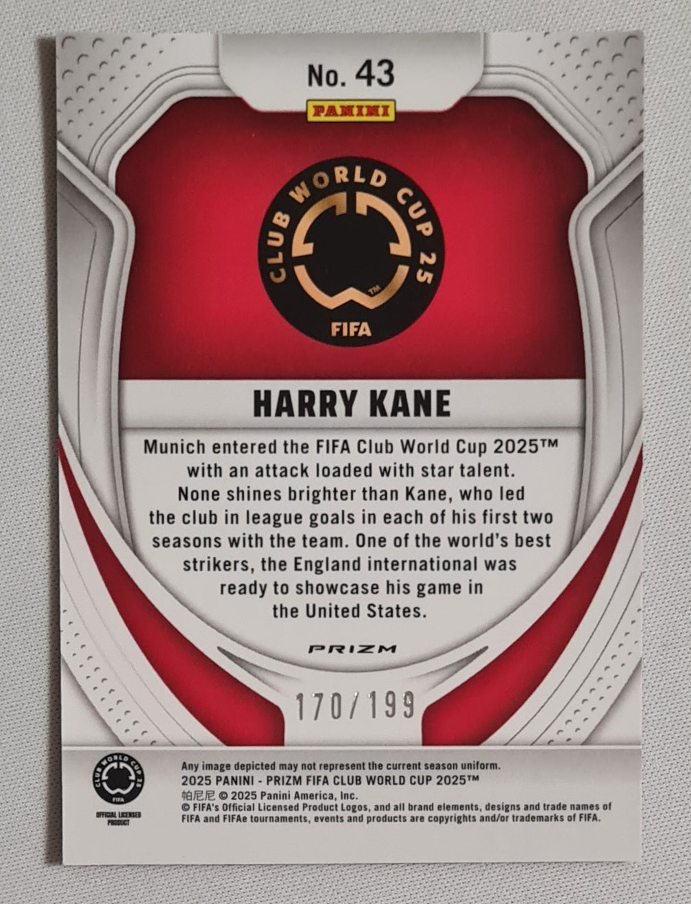 Harry Kane - 2025 Panini Prizm FIFA Club World Cup 2025 Munich #43 Orange Refractor /199
