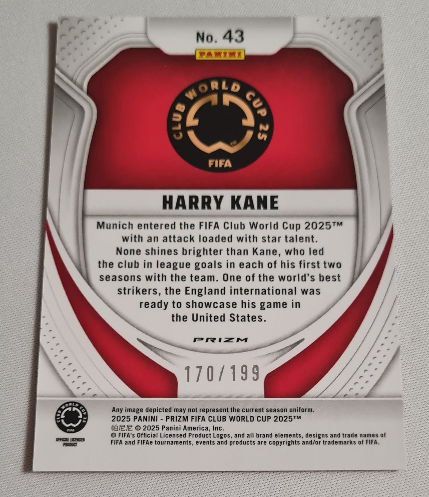 Harry Kane - 2025 Panini Prizm FIFA Club World Cup 2025 Munich #43 Orange Refractor /199