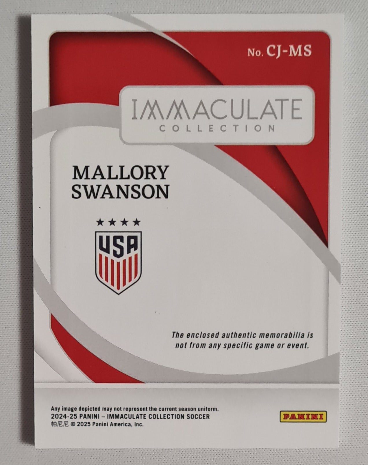 Mallory Swanson - 2024/25 Panini Immaculate Collection Soccer Team USA #CJ-MS /75