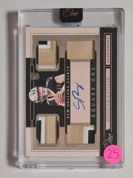 Spencer Rattler - 2024 Panini One Football NFL Saints Square One Autograph #72 /Patch / Autograph