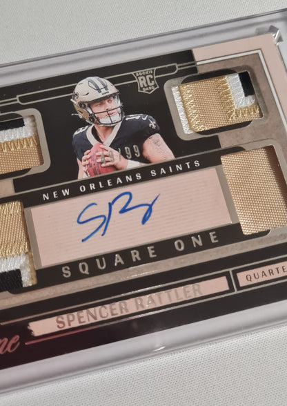 Spencer Rattler - 2024 Panini One Football NFL Saints Square One Autograph #72 /Patch / Autograph